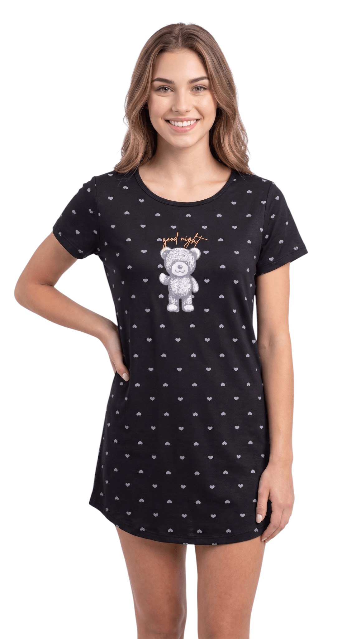 Pijama Curto Feminino Camisola Camisão Suede Estampa Luna Manga Curta Verão